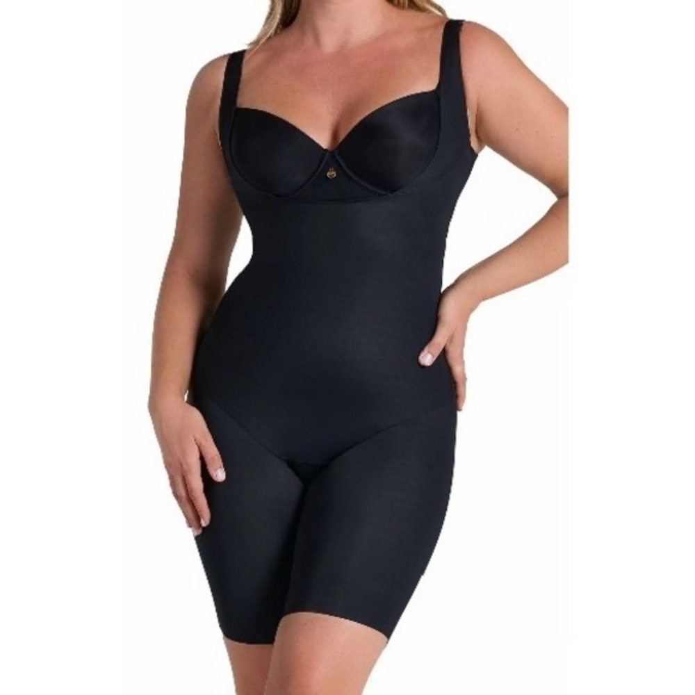 Leonisa Womens XL Black Undetectable Step In Mid Thigh Body Shaper